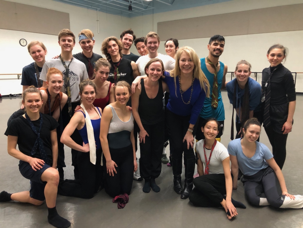 DDP Founder Liza Yntema and Penny Saunders with dancers from Saunders' upcoming work entitled Testimony.